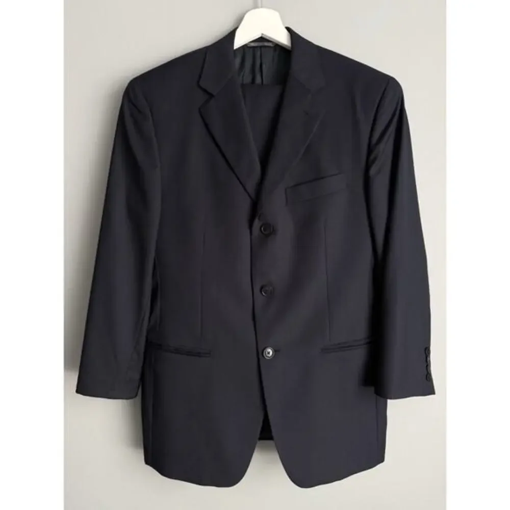 Bachrach Men’s Wool Suit 40 Navy Pinstripe Blazer Pants Made In Italy Classic